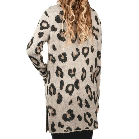 EUC Modern Canvas Women's Long Cozy Cardigan Sweater Leopard Pring - size M - Picture 3 of 3